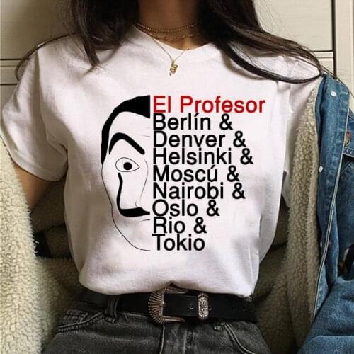 Funny Tops Tees 90s Harajuku Money Heist Women La Casa De Papel Tshirt Female Clothes The House of Paper T Shirt