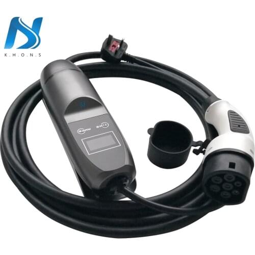 Khons EVSE IEC 62196 Electric Vehicle Portable EV Charger With UK Plug 16A Adjustable 16ft Cable Charging Connector Type 2