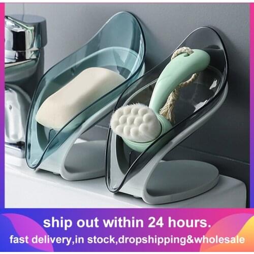 Leaf Shape Soap Box Drain Soap Holder Box Bathroom Shower Soap Holder Dish Storage Plate Tray Bathroom Supplies Bathroom Gadgets