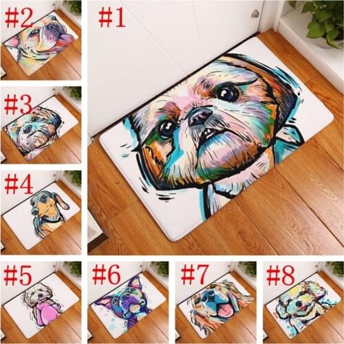 Cute Dogs Printed Door Mat Rug Anti-slip Soft Carpet Home Kitchen Bathroom Supplies