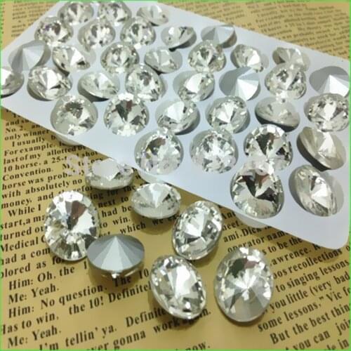 Crystal Clear Color Round Rivoli Glass Stone Bead 6~~30mm