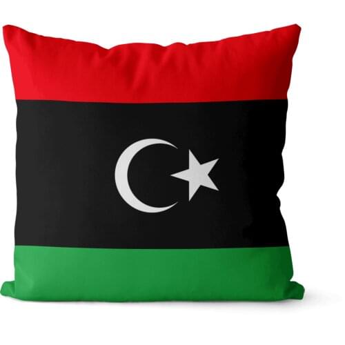 Flag of Lybia pattern square pillowcase pure cotton linen pillowcase party home decoration sofa cushion cover 45x45cm 40x40