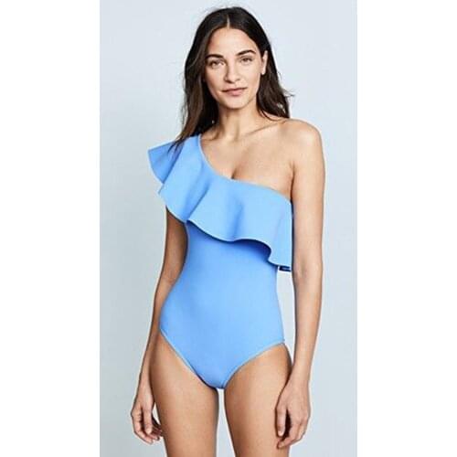 Summer New Fashion Womens Wear Blue Single Shoulder Collar Sleeveless Triangulation Dress Jumpsuit