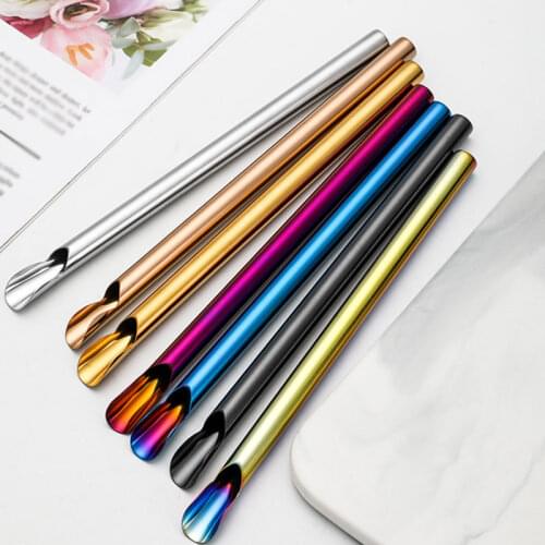 1PC Stainless Steel Drinking Straw Spoon Durability Stirring Straws Health Gourd DIY Reusable Tea Tools Washable Bar Accessories