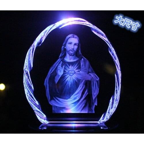 TOP GOOD TOP efficacious Talisman Christianity Jesus Christ Sacred Heart 3D Crystal statue sculpture