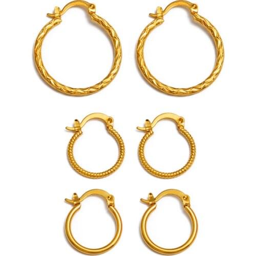 Anniyo Small Round Stud Earrings African Women Girls Gold Color Jewelry Birthday Party Gift Arab Ornaments #123016