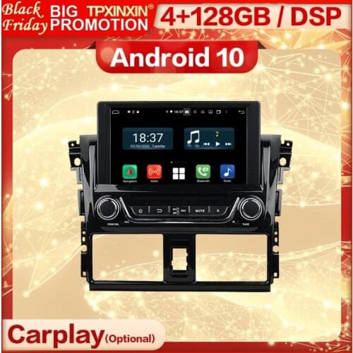 4+128G Carplay 2 Din Android Screen Multimedia Stereo Receiver For Toyota Yaris 2013 2014 2015 Wifi Radio Audio Player Head Unit