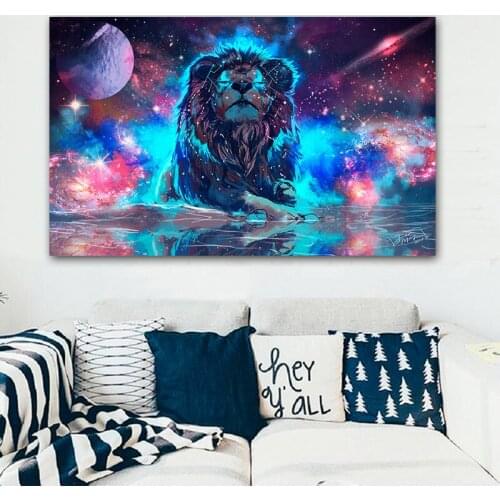GOODECOR Cartoon Lion Abstract Wall Picture Canvas Painting Prints for Bed Room Home Decor Nordic Animal Wall Art Poster