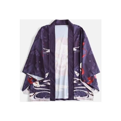 Japanese Kimono Traditional Yukata 2021 New Women Casual Anime Printing Shirt Clothes Traditional Kimonos Men StreetWear Coat