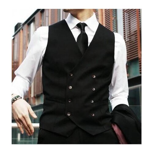 Brand New Groom Vests Black Groomsmens/Best Man Vest Custom Made Size and Color Double-Breasted Wedding/Prom/Dinner Waistcoat
