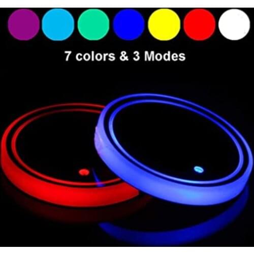 General LED car cup holder light mat USB Colorful Atmosphere Lights room decoration LED light suitable for car truck SUV car