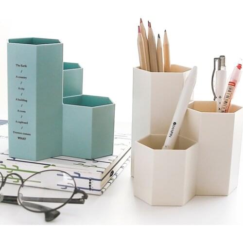 Creative Japan Style Pen Holders Desk Six Prism Pencil Stand Organizer Box Student Stationery Gifts School Office Supplies