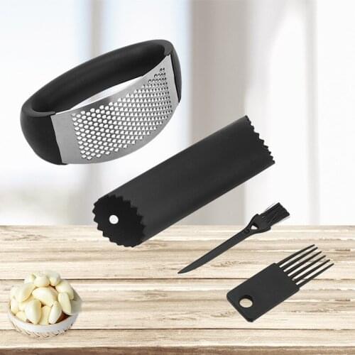 Useful Stainless Steel Manual Ring Garlic Press Kit Garlic Ring Garlic Paste Artifact Pound Garlic Home Kitchen Garlic Tool Set