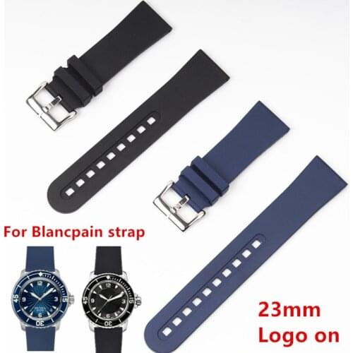 Brand quality Black bule fluorine rubber Watch band Waterproof For BLANCPAIN strap Fifty Fathoms Rubber Band 23mm