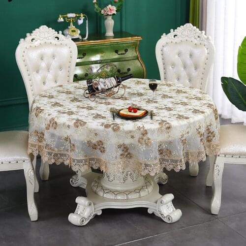 Luxury Round Lace Embroidery Table Cloth Home Lace Tablecloth for Wedding Banquet Decorative Table Cover