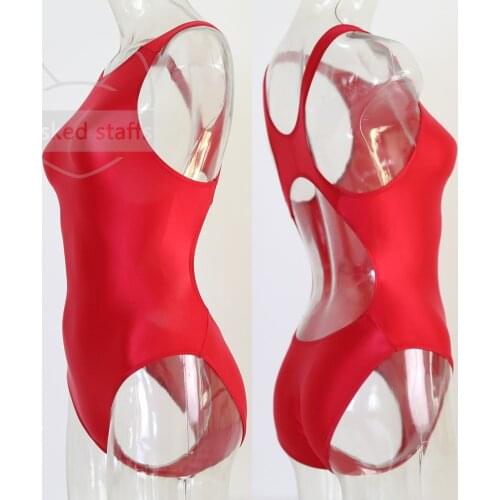 One piece swimsuit womens oily glossy high fork T-String swimsuit dead bank water day Sexy shiny swimsuit tights swimsuit