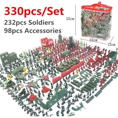 290pcs/330pcs/set Military Plastic Model Playset Kit Toy Army Men Figures & Accessories Decor Gift Model Toys Childrens Gift