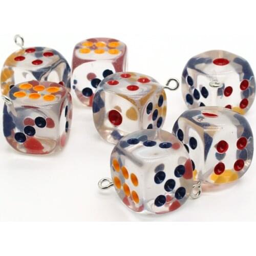 5pcs Funny 3D Crafts Transparent Dice Resin Earring Charms Diy Creative Cool Necklace Keychain Pendant Jewelry Accessory