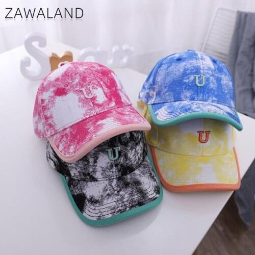 Zawaland 2021 New Boys Girls Peaked Caps Summer Casual Adjustable Tie-Dye Baseball Cap Sun Protection Outdoor Unisex Sun Hats