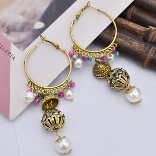 New Pearl Pendant Long Tassel Earrings Female Fashion Wild With Ethnic Style Travel Commemorative Clothing Accessories