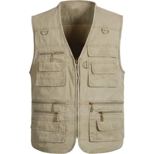 2020 New Mens 16 Pockets Extra Large size Denim Vest Spring Loose Outdoor Fishing Reporter Thin Section Casual Vest Size 7XL