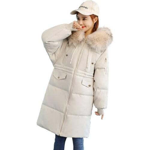 Winter New Pattern Korean Down Cotton Long Fund Heavy Seta Lead Thickening Suit-dress Even Hat Easy Waist Cotton-padded Clothes