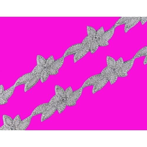 10Yard Factory Price Handmade Rhinestone Applique Trim Luxury Hot Fix Beaded Crystal Trimming For Girl Wedding/Bridal Decoration