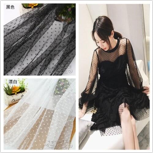 2Meters High Quality 1.6Meters Width Small Polka Dot Guipure Lace Fabric Accessories Clothes Gauze Material Tulle Wedding Lace