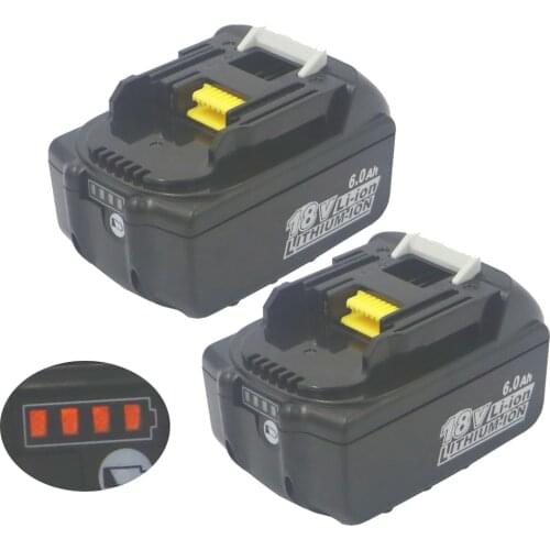 Dvisi 2pcsX18V 6000Mah li-ion battery+USB Charging Adap for makita bl1840 bl1860 bl1850 Replacement battery with LED Indicator