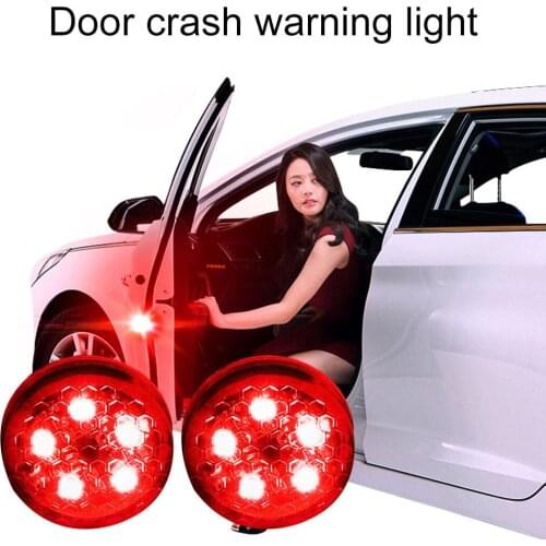 2Pcs Magnetic Wireless Car Door Open LED Warning Light Anti Collision Flash Lamp