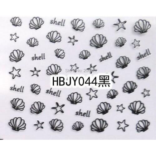 2PCS HBJY044-Black Nail Art Cute Shell and Starfish Sticker Nail Art Sticker