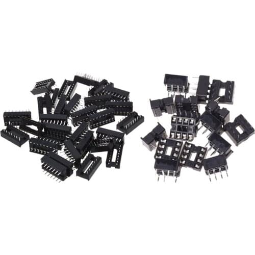 30 Pcs 16 Pin 2.54mm DIP IC Socket Solder Type Adaptors & 20 x 8 Pin 2.54mm Pitch IC Sockets Solder Type Adaptor
