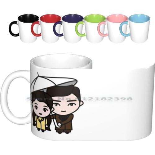 [ Crash Landing On You ] Ri Jeong Hyeok | Yoon Se Ri | Umbrella Scene Chibi | Cloy Stickers Ceramic Mugs Coffee Cups Milk Tea