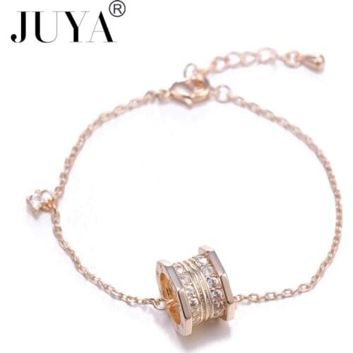 JUYA Hollow Round Charm with CZ Round and Baby in Middle Cubic Zircon Bracelet for Women Jewelry Adjustable Chain Bracelets