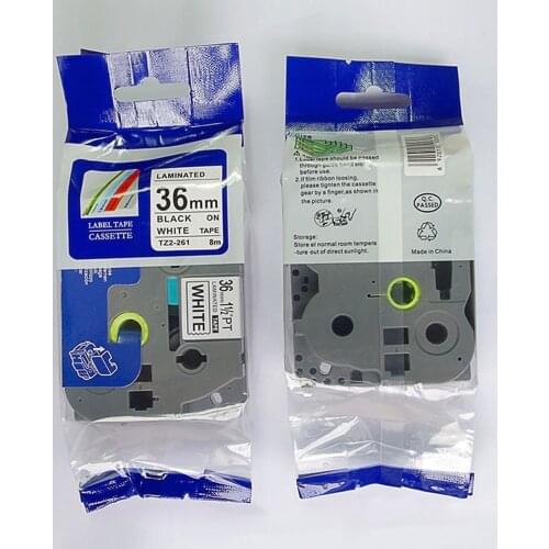 Free shipping 5 pcs Compatible brother 36mm TZE tape TZ-261 tze261 tz261 tze 261 black on white label printer tape maker