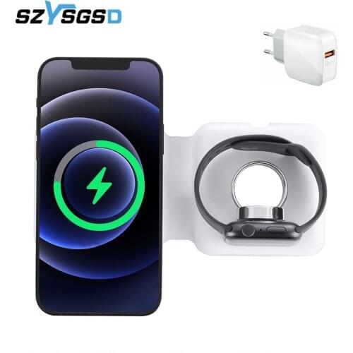 15W Wireless Charger For Magsafing iPhone 12 Pro Mini 11 Pro X XS Max Fast Charging Pad For Apple Watch AirPods Pro Dual Charger