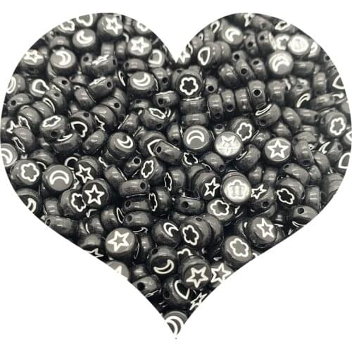 100pcs/Lot 7mm Oval Shape Acrylic Spaced Beads Stars Moon Beads For Jewelry Making DIY Charms Bracelet Necklac#06