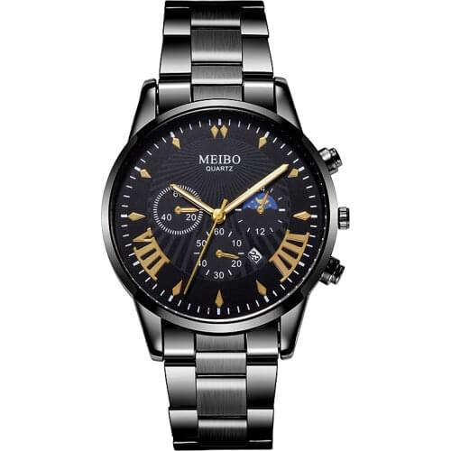 Top Men Watches Luxury Brand Men Business Full Stainless Steel Calendar Watch Men Military Sports Quartz Watch Relogio Masculino