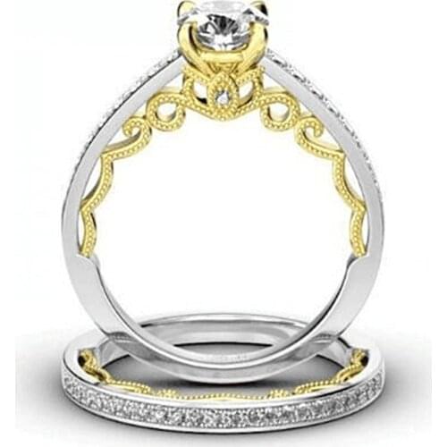 Two-tone Sleeve Ring Ladies Ring Cubic Zirconia Ring Retro Style Simple Temperament Womens Sales Of New Jewelry Classic