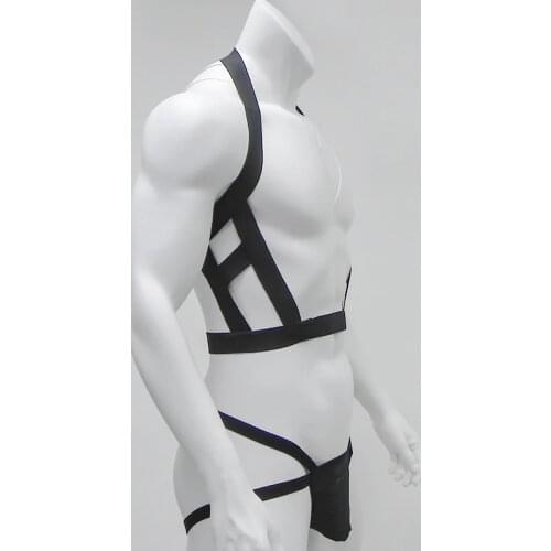 Elastic Bondage Harness Mens G-string Thongs Set Body Chest Costume Strap Lingerie Jockstrap Hollow Out Halter Neck Costumes