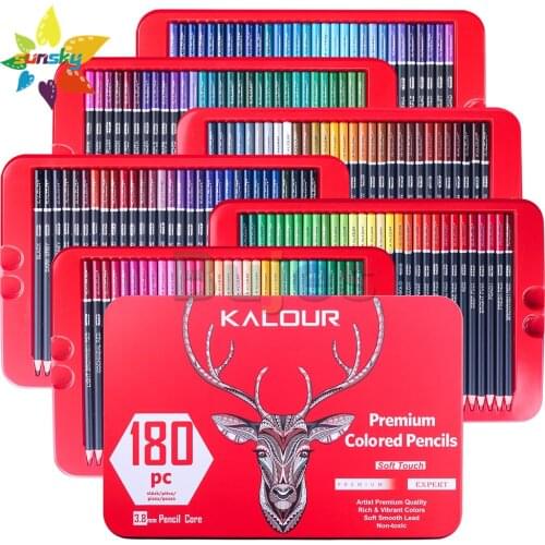 KALOUR 180 color Oil colored pencil Metal color Iron box set High quality Rich in color Graffiti Pencil Set Art supplies