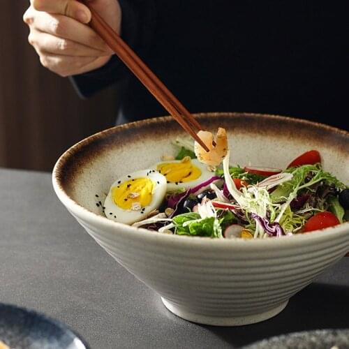 FANCITY Japanese-style ceramic ramen bowl retro creative personality big soup bowl noodle bowl hat bowl dormitory instant