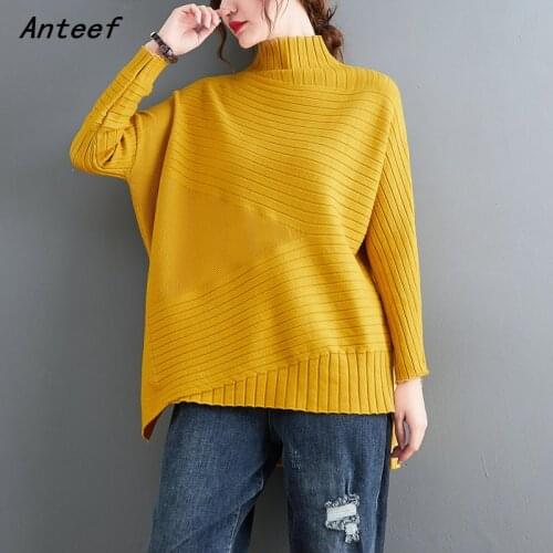 Korean fashion long sleeve oversized knitted tops causal loose autumn winter pullover sweater clothes women sweaters 2021