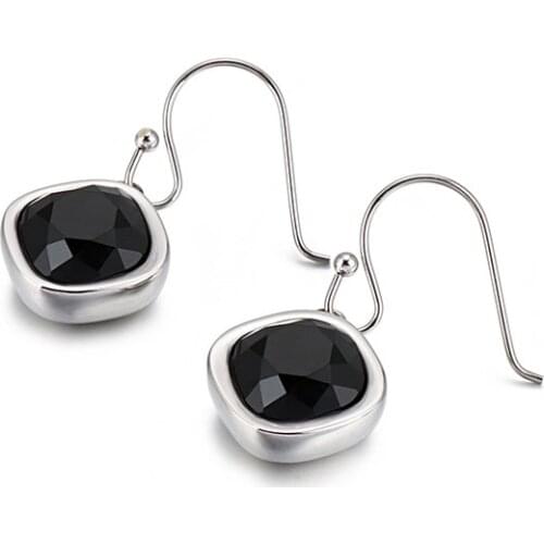 Fashion Crystal Earrings Stainless Steel Pink Crystal Drop Earrings Jewelry