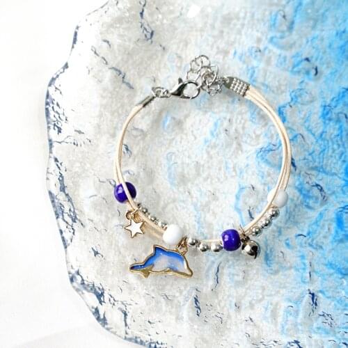 Fashion Ocean Series Little Dolphin Couple Bracelet Epoxy Pendant Trend Jewelry Wholesale #82642