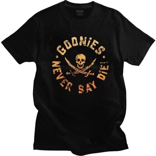 Mens The Goonies T Shirt Short Sleeves Cotton Tshirts Unique T-shirt Graphic Gothic Skull Tee Tops Slim Fit Streetwear Apparel