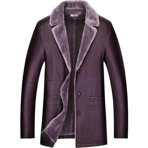 Mens Leather Fur Collar Man Coat Waterproof Mens Jackets Thick Winter Jacket Men Warm Coats Abrigo Hombre WXF468