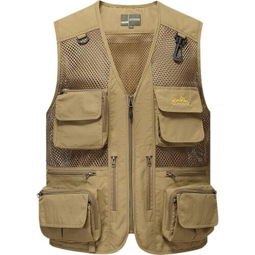 Men Multi Pockets Photographer Waistcoat Travel Sleeveless Jackets with Many 13 Pockets Mesh Breathable Detachable Fishing Vest