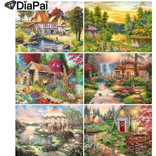 DIAPAI Diamond Painting "House beautiful scenery" DIY 5D Diamond Embroidery Sale Full Set Rhinestone Cross Stitch Home Decor