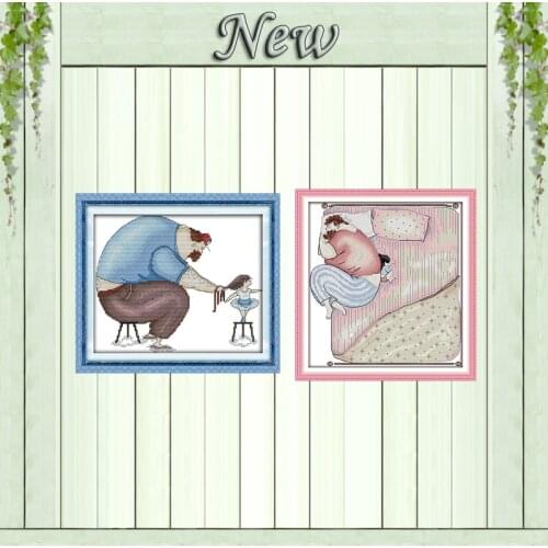Fathers love sleeping comb braid painting counted print on the canvas DMC 11CT 14CT kits Cross Stitch embroidery needlework Set